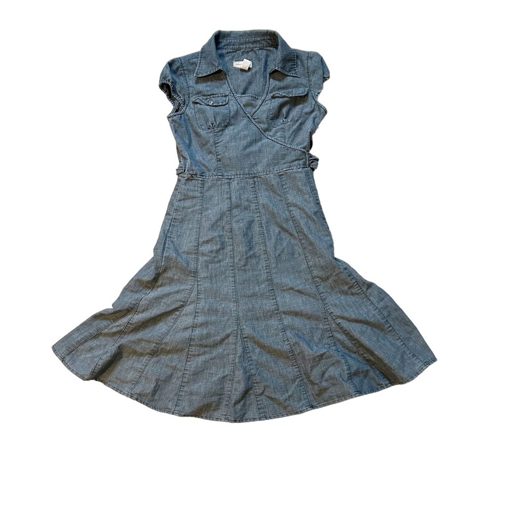 American Rag Black Denim Cap Sleeve Dress, side zipper closure, back tie